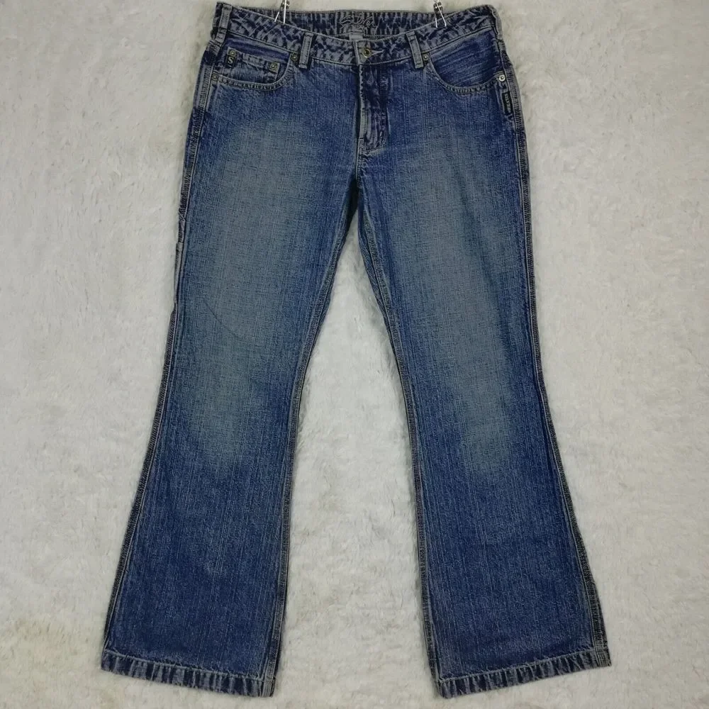 Vtg Silver Jeans Womens‎ Flare Carpenter Denim Blue Medium Wash Workwear 32